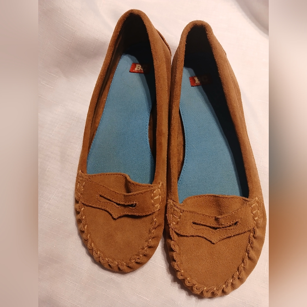 BC Footwear Tan Suede Moccasins Loafers